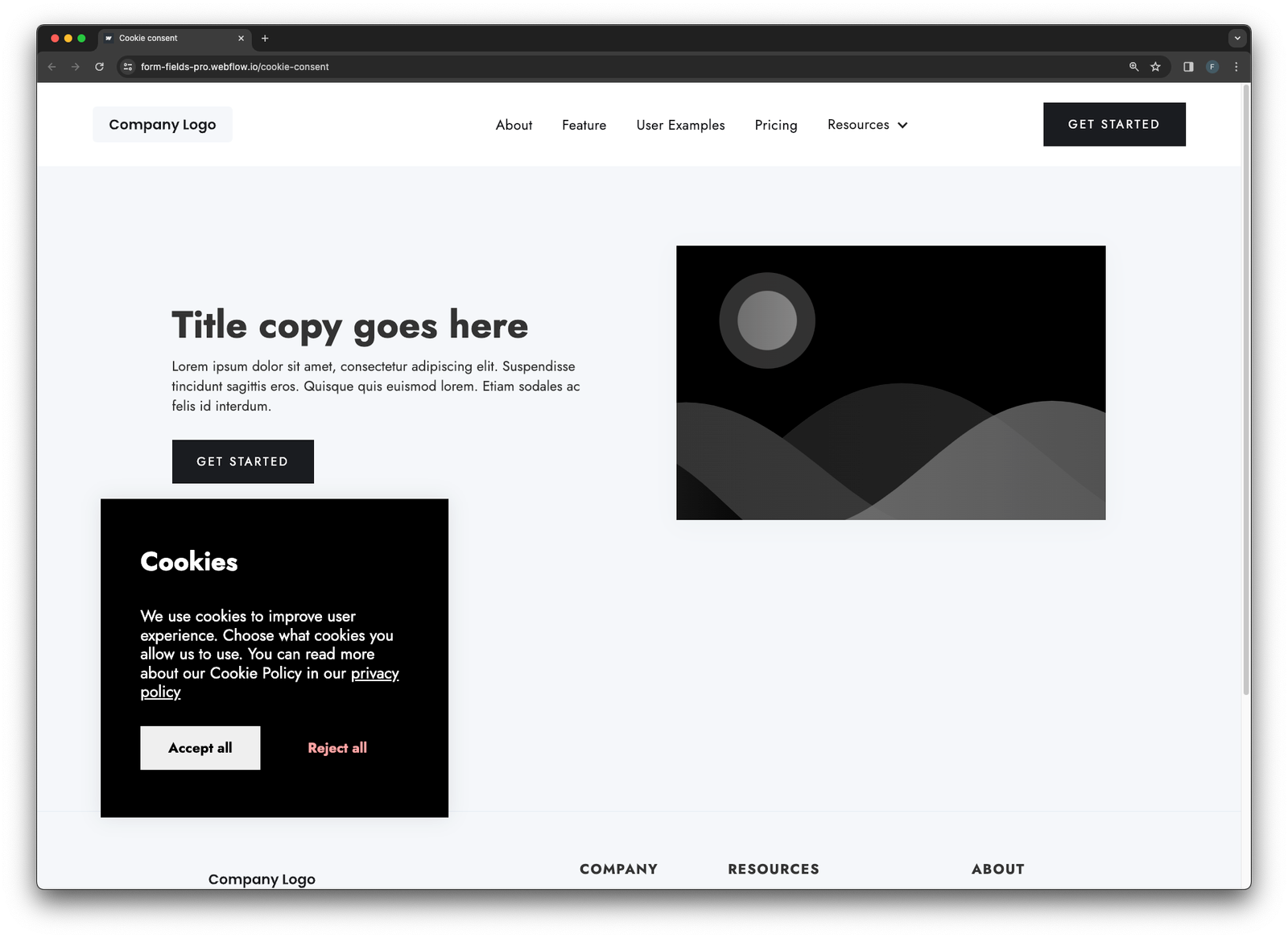 demo - Cookie consent